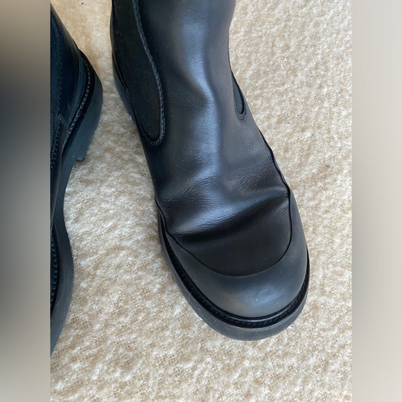 Celine Phoebe Philo Shearling Lined Black Leather Country Boots Size 37 - Picture 11 of 13